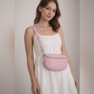 Dusty Rose Vegan Leather Crossbody Belt Bag - Women